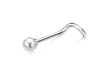 2mm Pearl Silver Curved Nose Stud NSKB-148p